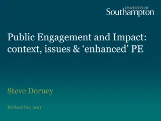 Public Engagement and Impact: Issues & Enhanced PE Overview