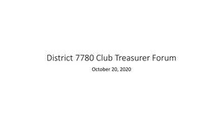 Club Treasurer Forum Responsibilities and Disbursements Overview