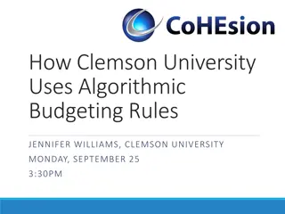 Clemson University Algorithmic Budgeting Rules and Setup