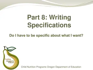Crafting Effective Specifications for Child Nutrition Programs