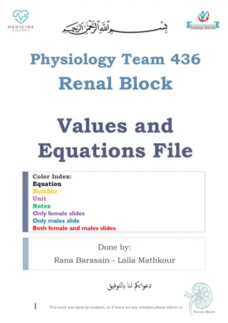 Renal Physiology Lectures and Equations for Understanding Kidney Function