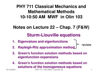 Sturm-Liouville Equations: Eigenvalues, Eigenfunctions, and Approximation Methods