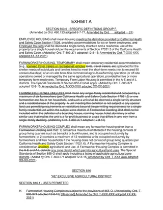 Definitions of Employee Housing, Farmworker Housing, and Housing Complexes