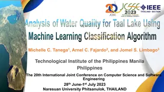 Machine Learning Algorithm for Assessing Water Quality in Taal Lake