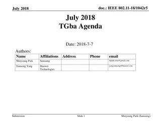 IEEE 802.11 TGba Wake-up Radio Operation Agenda