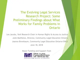 Evolving Legal Services Research Project in Ontario: Preliminary Findings