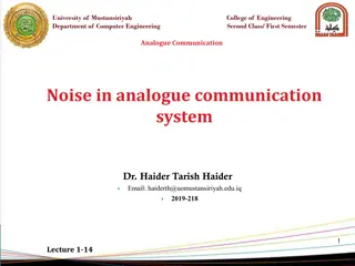 Noise in Analogue Communication Systems - Lecture Slides