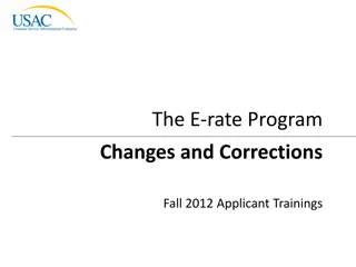 E-rate Program Changes and Corrections Overview for Schools and Libraries Fall 2012 Trainings