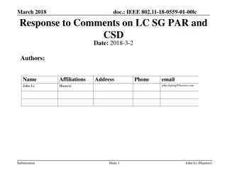 March 2018 Response to Comments on LC SG PAR and CSD