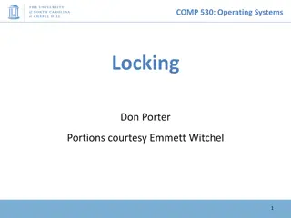 Operating Systems Locking and Concurrency Solutions Overview