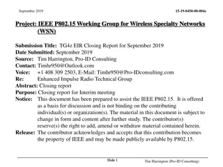 Wireless Specialty Networks TG4z EIR Closing Report Summary