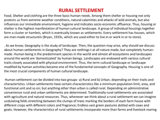 Rural Settlements: Characteristics and Importance