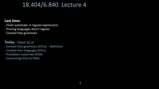 Context-Free Grammars (CFGs) and Pushdown Automata (PDA) Overview