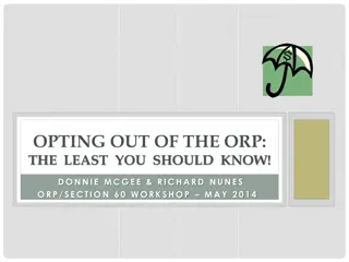 ORP Section 60 Workshop Details