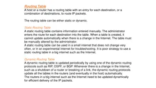 Routing Tables and IP Packet Routing