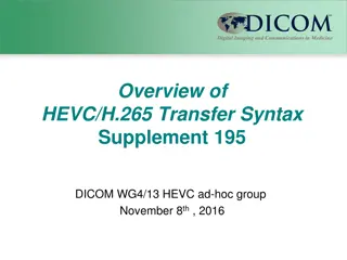 HEVC Transfer Syntax Supplement Overview & Adoption Trends 2016