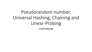 Universal Hashing and Pseudorandom Numbers Overview