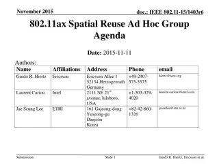 IEEE 802.11ax Spatial Reuse Ad Hoc Group Agenda 2015 Summary
