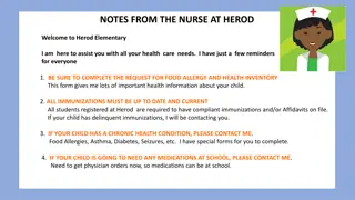 Health Care Reminders for Herod Elementary School Parents
