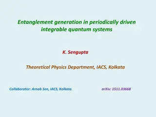 Entanglement Generation in Integrable Quantum Systems