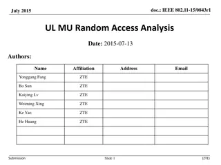 IEEE 802.11-15/0843r1 UL MU Random Access Analysis Summary