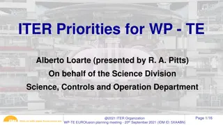 ITER Research Priorities for WP-TE: Supporting Fusion Development