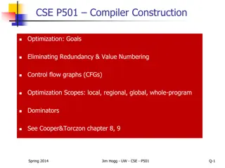 Compiler Construction Optimization: Redundancy Elimination and Value Numbering