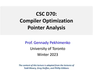 Compiler Optimization and Pointer Analysis in the University of Toronto's Winter 2023 Lecture