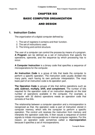Computer Architecture Chapter Six: Basic Design and Organization