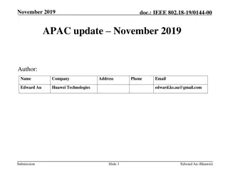 APAC Wi-Fi and WPAN Activities Overview November 2019