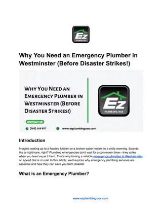 Why You Need an Emergency Plumber in Westminster (Before Disaster Strikes