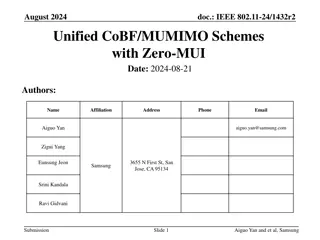 Unified CoBF/MUMIMO Schemes for Zero-MUI in IEEE 802.11-24/1432r2 August 2024 Document