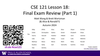 Autumn 2024 CSE 121 Final Exam Review Highlights