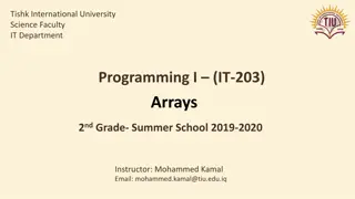 Programming with Arrays in C++ at Tishk International University Science Faculty