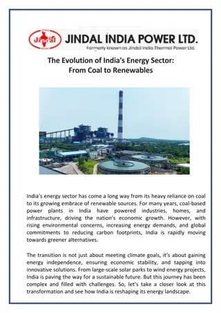 The Evolution of India's Energy Sector From Coal to Renewables