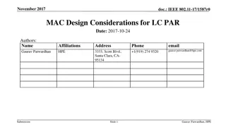 IEEE 802.11-17/1587r0 MAC Layer Design Considerations