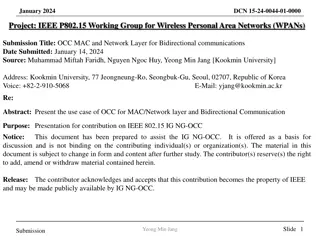 Enhancing Wireless Personal Area Networks with OCC MAC and Network Layer for Bidirectional Communications