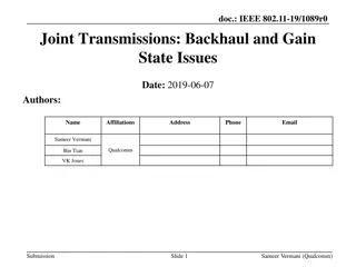 Key Insights into IEEE 802.11-19/1089r0 Joint Transmission Backhaul Issues