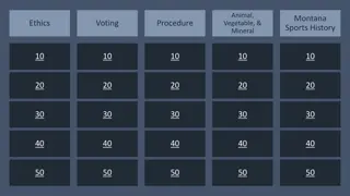 Exploring Animal, Vegetable & Mineral: Montana, Sports, History, Ethics, Voting