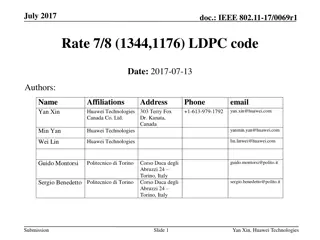 IEEE 802.11-17/0069r1 Rate 7/8 LDPC Code July 2017 Document