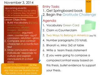 Engaging with Characters' Cultures: Gratitude Challenge and Comparative Analysis