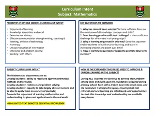 Mathematics Curriculum Intent for Enhanced Learning