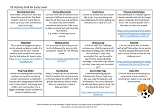 Fun and Engaging Early Level PE Activities