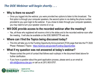 DOE Webinar Information: Topics, Schedule, and Participation Guidelines