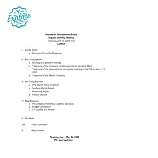 Downtown Improvement Board Regular Monthly Meeting Agenda - April 26, 2022