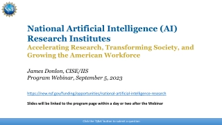 National Artificial Intelligence Research Institutes Overview
