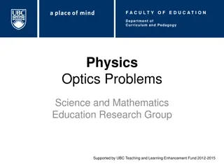 Physics Optics Problems for Science and Mathematics Education
