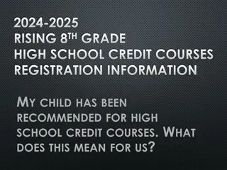 High School Credit Course Recommendations for Rising 8th Graders