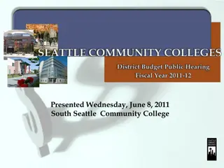 Seattle Community Colleges District Budget 2011-12 Public Hearing Highlights