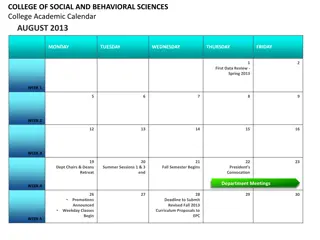 Academic Calendar Updates for College of Social and Behavioral Sciences August-October 2013